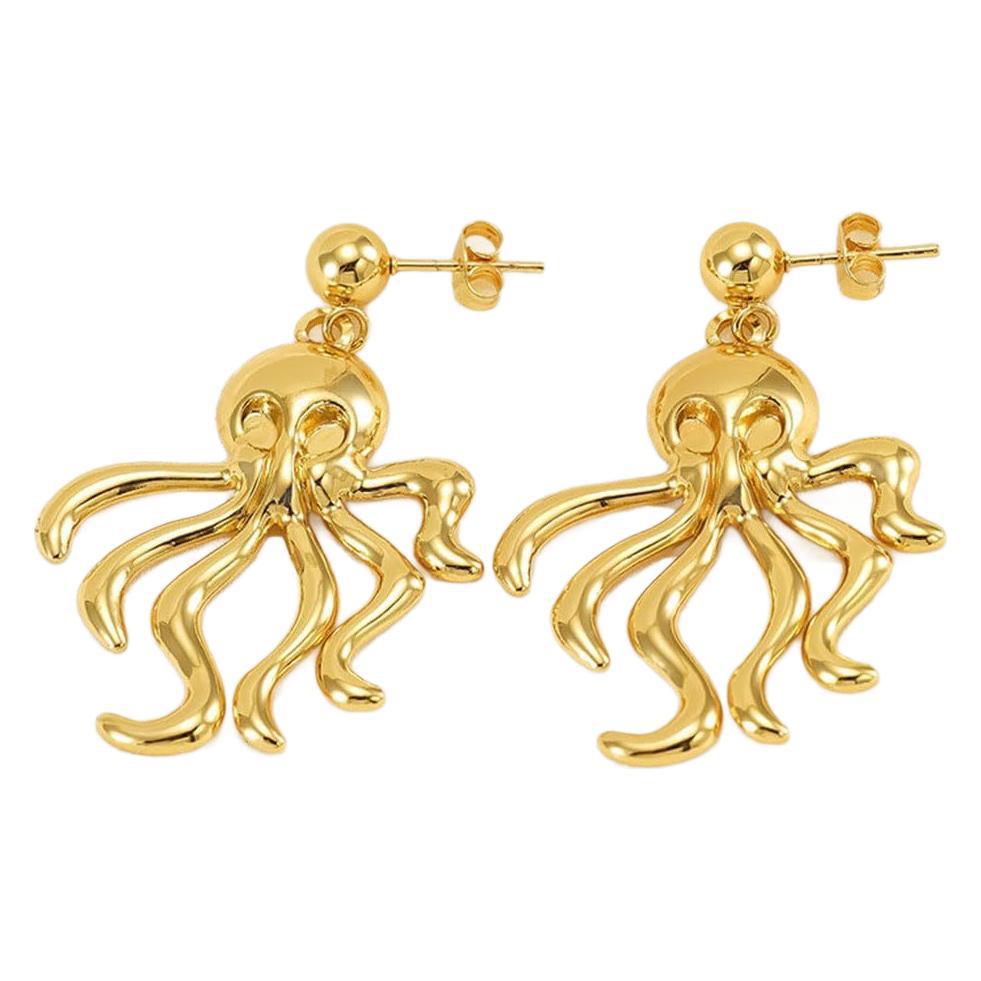 Retro And Minimalist Ocean Octopus Earrings