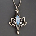 Retro Waterdrop-Shaped Hollow Lotus Pendant