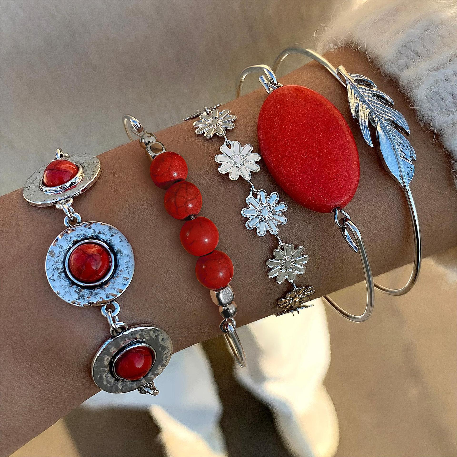 Bohemian Style Turquoise Leaf Bracelet