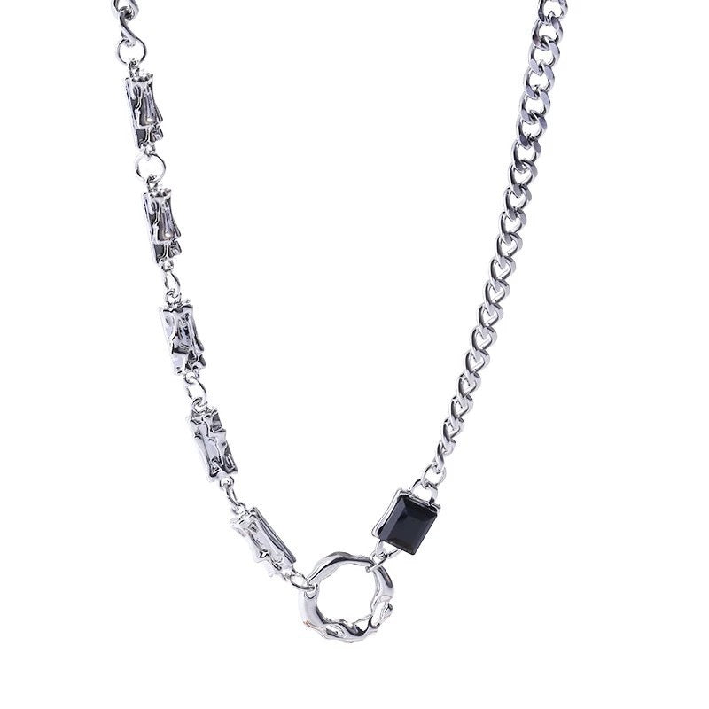 Niche Hip-hop Ring Patchwork Necklace