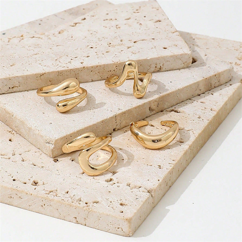 Irregular Opening Adjustable Light Ring With Water Droplets