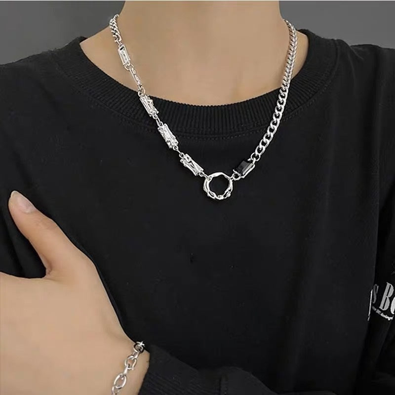 Niche Hip-hop Ring Patchwork Necklace