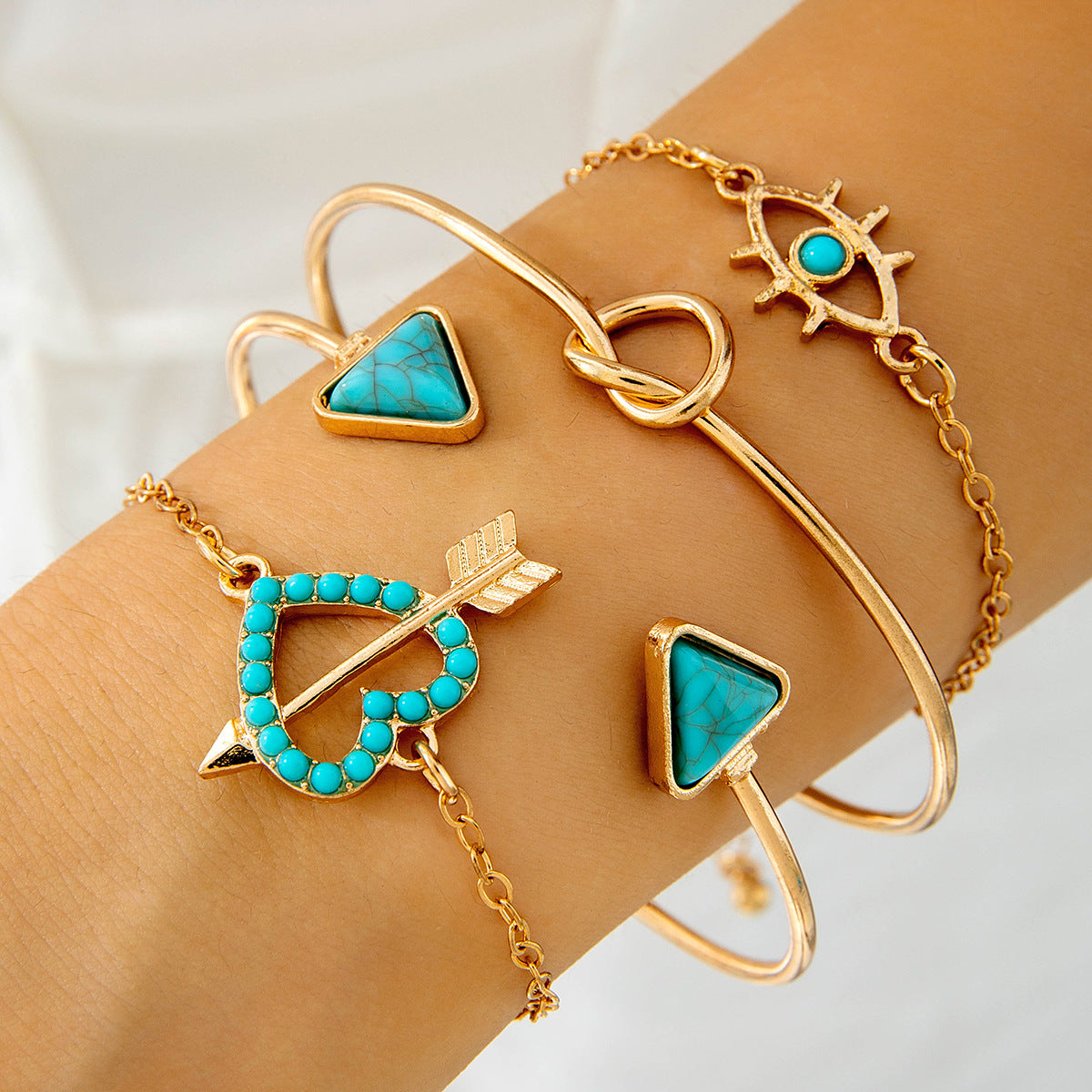 Bohemian Style Turquoise Leaf Bracelet