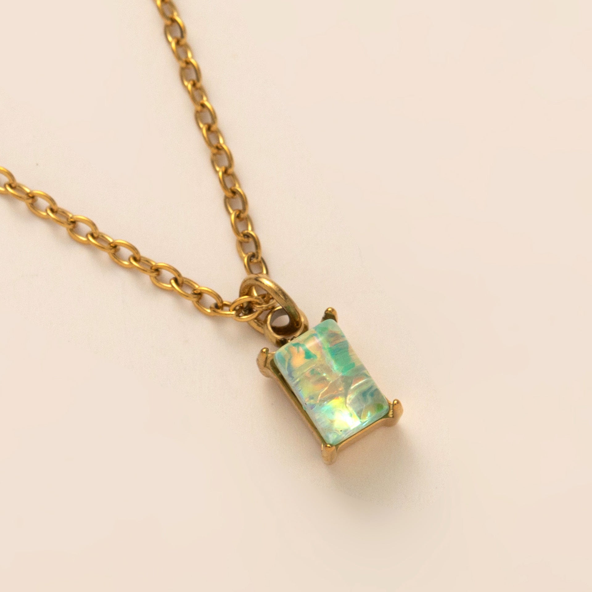 Titanium Steel Necklace Rectangular 12month Birthday Stone Pendant Colorful Zircon Clavicle Chain