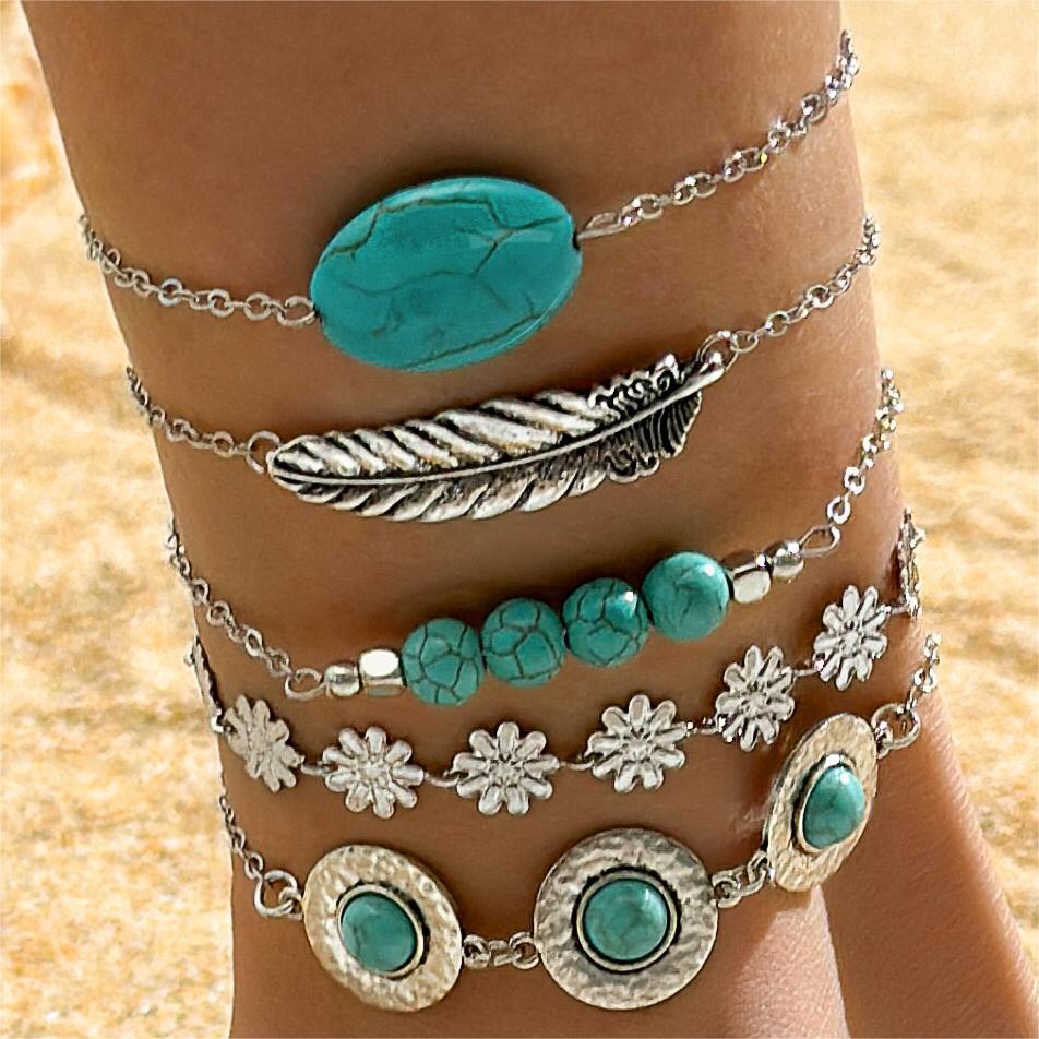 Bohemian Style Turquoise Leaf Bracelet
