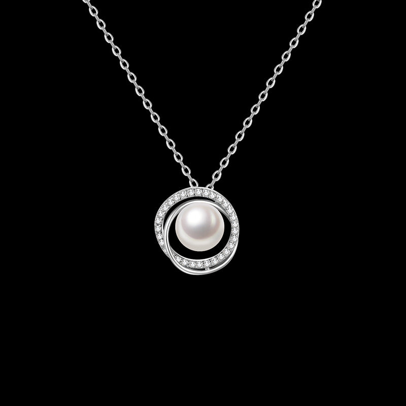 Womens Niche Minimalist Trendy Faux Pearl Pendant Clavicle Necklace