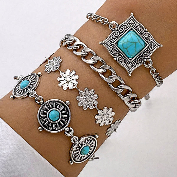 Bohemian Style Turquoise Leaf Bracelet