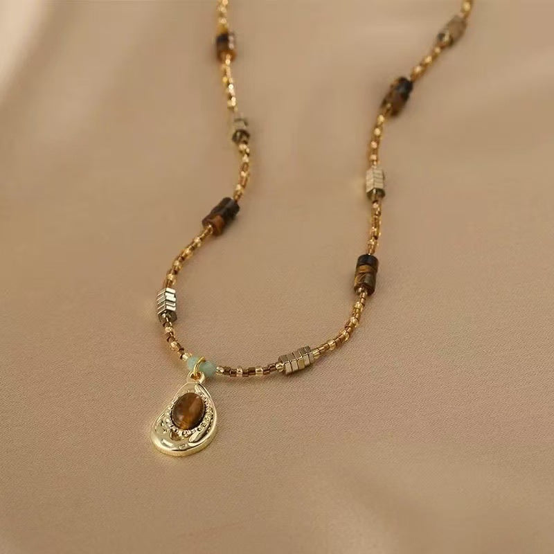 New Chinese Style Coffee Color Retro Necklace