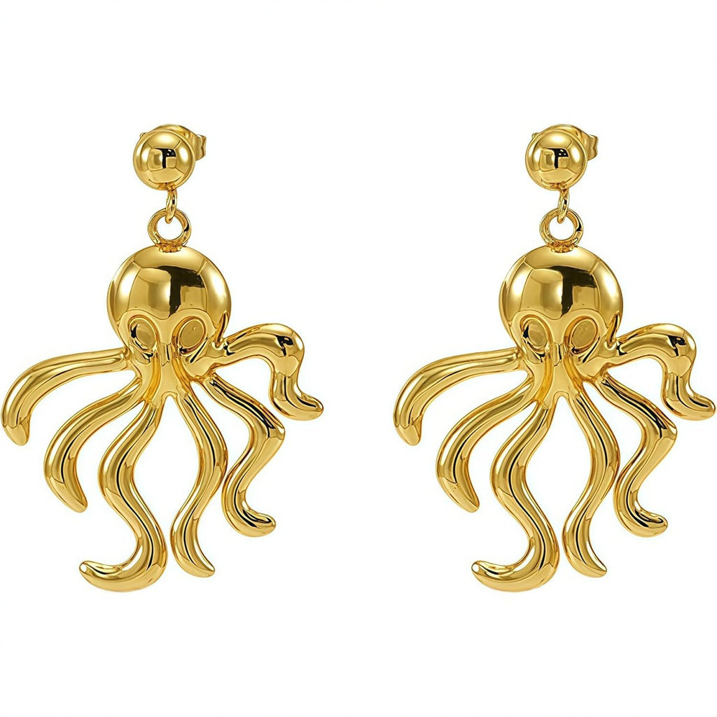 Retro And Minimalist Ocean Octopus Earrings