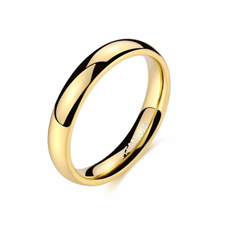 Stylish, Light-luxury 18K Gold-colored Plain Titanium Steel Ring For Women