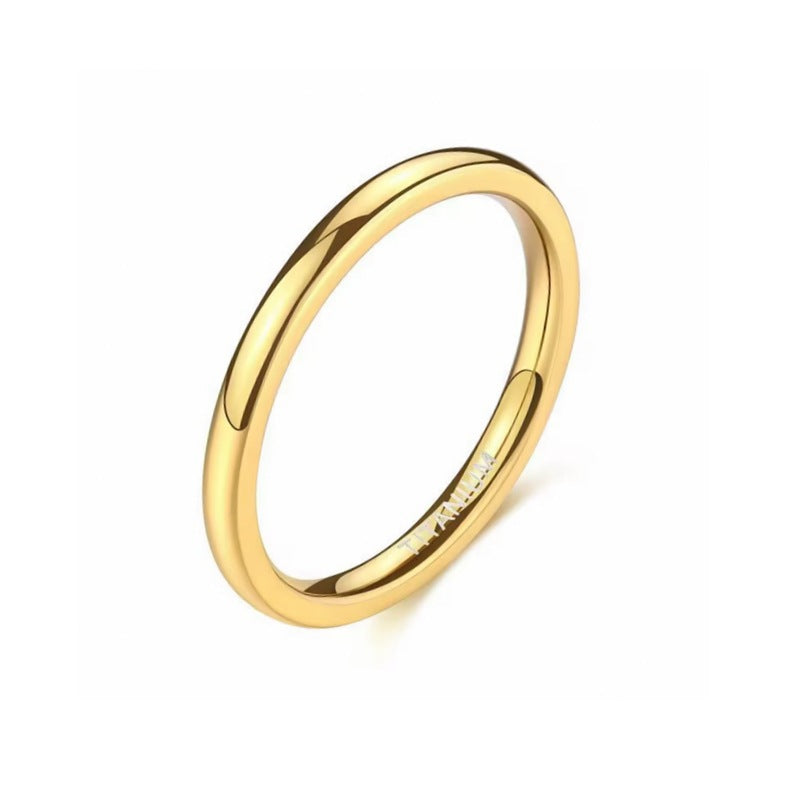 Stylish, Light-luxury 18K Gold-colored Plain Titanium Steel Ring For Women