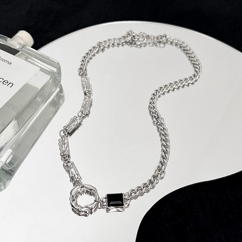 Niche Hip-hop Ring Patchwork Necklace
