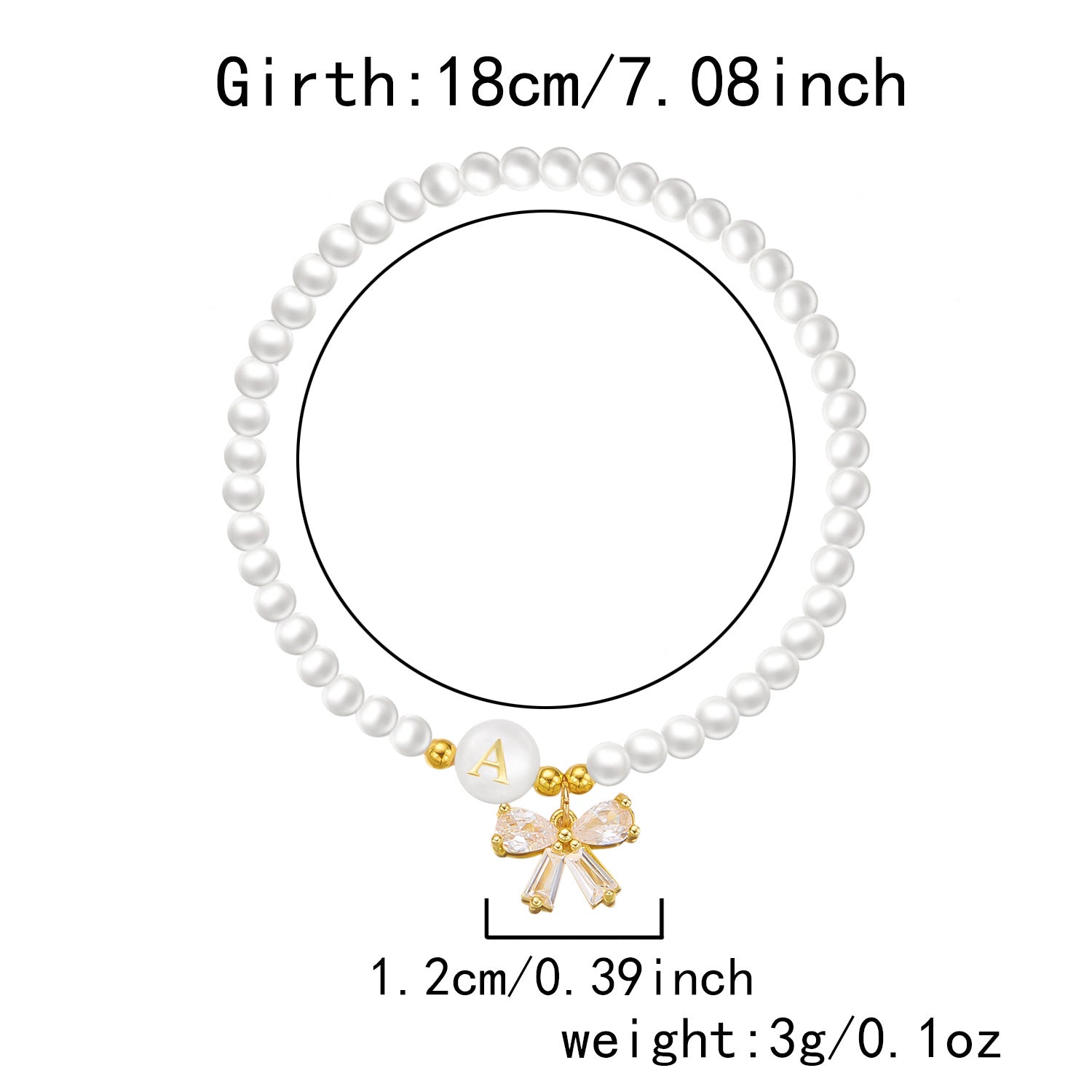 26-Letter Pearl Shell Alphabet Bowknot Beaded Bracelet