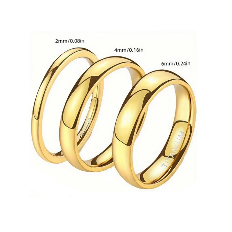 Stylish, Light-luxury 18K Gold-colored Plain Titanium Steel Ring For Women